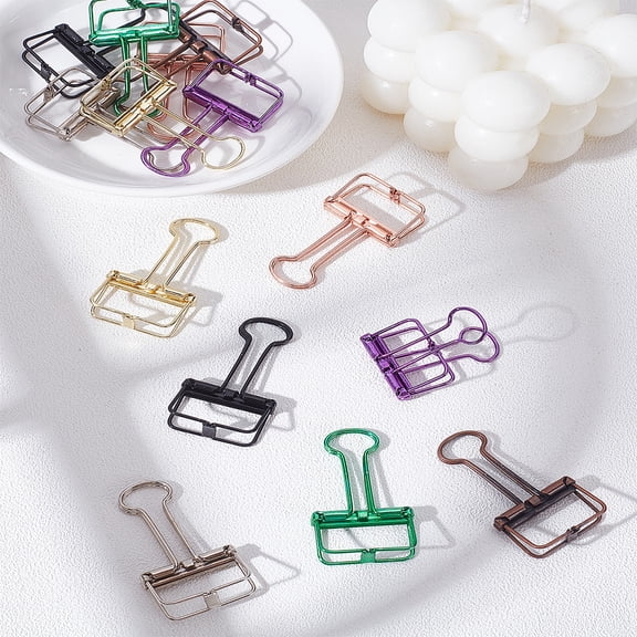 14Pcs 7 Colors Manganese Brass Binder Clips Notes Letter Paper Clip Office Supplies Mixed Color 33.5x24.5x21.5mm 2pcs/color for making