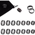 thumbnail image 1 of 14Pcs 7 Size Stainless Steel Grooved Finger Rings Set with 1Pc Rectangle Velvet Pouches Electrophoresis Black Inner Diameter: 16.5~22mm 2Pcs/size, 1 of 9