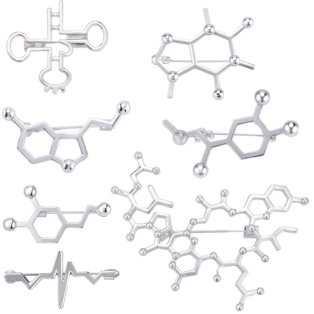 Science Brooch 14Pcs 7 Styles Biology Lapel Pin Science Brooch Pins Bulk Silver Metal ...