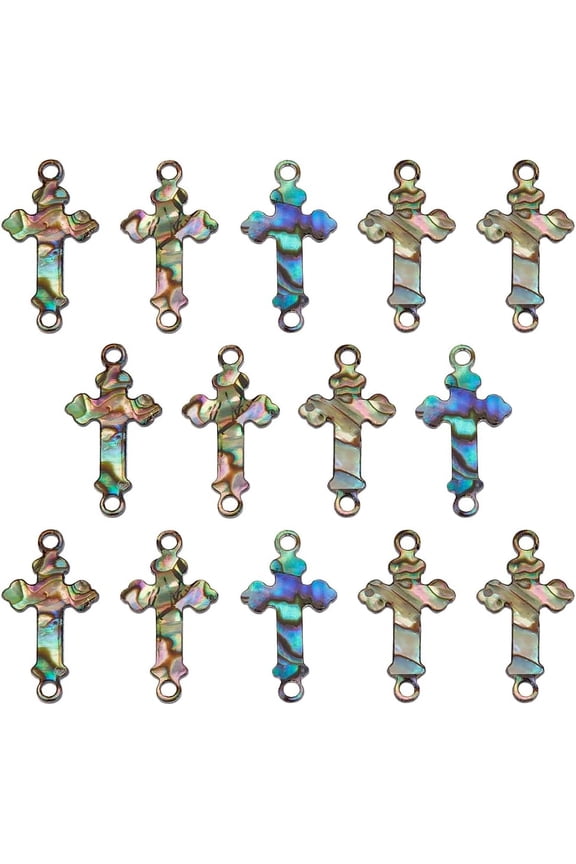 14Pcs Abalone Shell Pendants 21.5x12.5x1.5mm Natural Shell Connector Charms DIY