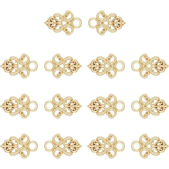 14Pcs Alloy Snap Lock Clasps Findings Garment Accessories Light Gold 24x16x2mm Hole: 4mm for DIY