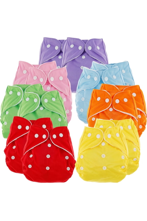 14Pcs Baby Cloth Diapers Reusable Washable Baby Cloth Nappies Adjustable Newborn Cloth Diapers Absorbent Cloth Nappies Comfortable Cloth Diapers Upgraded version - granular fleece