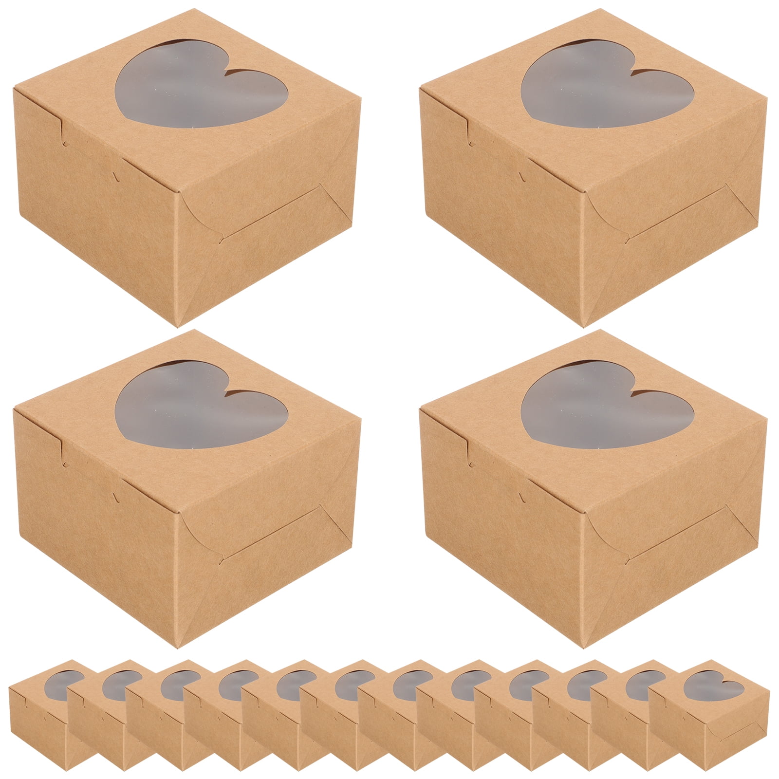 14Pcs Bakery Boxes Small Cookie Boxes Kraft Baking Box with Window Cake Boxes