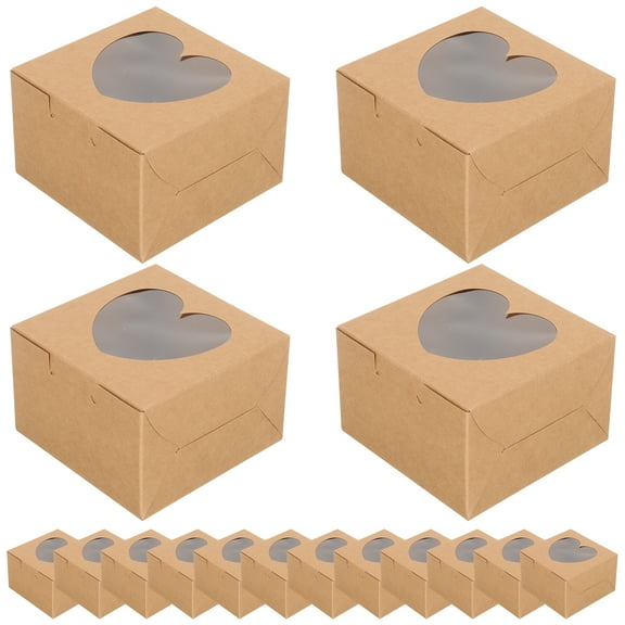 14Pcs Bakery Boxes Small Cookie Boxes Kraft Baking Box with Window Cake Boxes