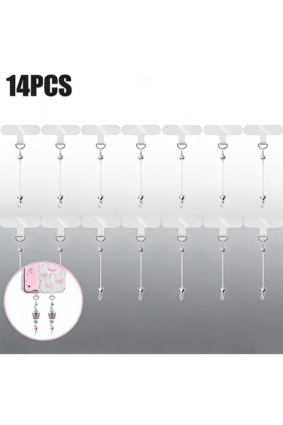 14Pcs Beadable Phone Charm Kit with Phone Tether Tabs, Metal Charm Bars for DIY Phone Accessories, Phone Strap Attachment Supplies for Custom Beaded Phone Decorations, Party Favor Gift Set