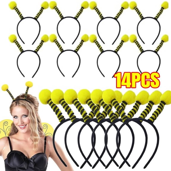 14Pcs Bee Antenna Headbands Hair Hoops for Parties and Festivals Cute Bee Hair Accessories for Adults for Dress Up and Celebrations