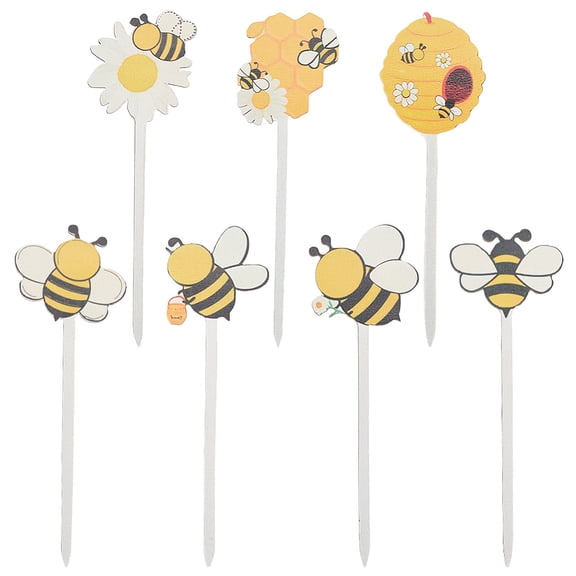 14Pcs Bee Vase Stick Bee Double-Sided Wooden Picks Wooden Stick for Decorations Bee Party Decorations Vase Filler Summer Party Supplies 6.61x2.08 Inch