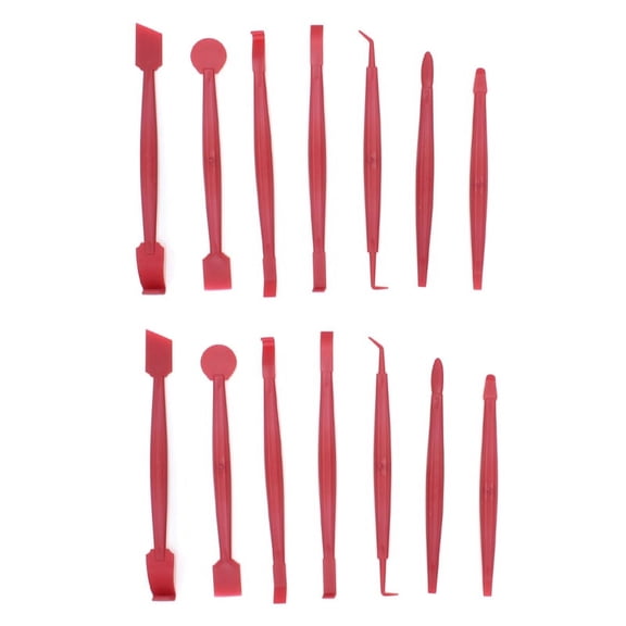 14Pcs Car Sticker Vinyl Wrap Film Squeegee Scraper Tools Car Stickers Installation Kit Cutter Knife,2 Set x of Scrapers(7pcs/set),Red