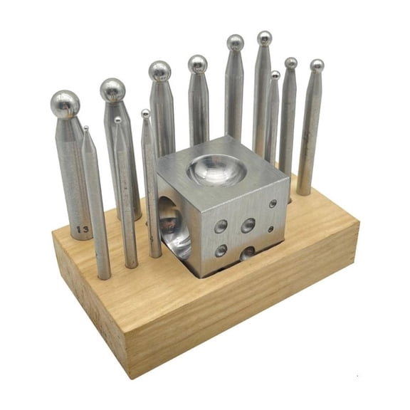 14Pcs Dapping Doming Punch Block Set 1 mm to 12 mm Jewelry Metal Forming Tools
