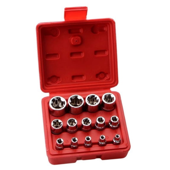 14Pcs Female E Star Socket Set E4-E24 External Hexagonal Socket Insert Nut Combination Metalworking Socket Automotive Use