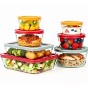 14Pcs Glass Food Storage Containers with Lids 7 Containers & 7 Lids, Stackable Meal Prep Lunch Boxes & Bowls, BPA-Free Lids, Microwave Freezer Dishwasher Safe, Multicolor