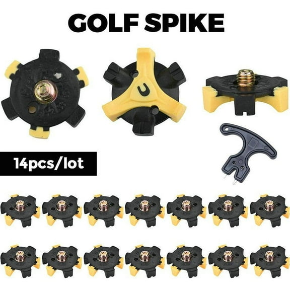 14Pcs Golf Shoe Spikes Metal Thread Studs Replacement Twist Golf Spikes Replacement Set Wrench Tool