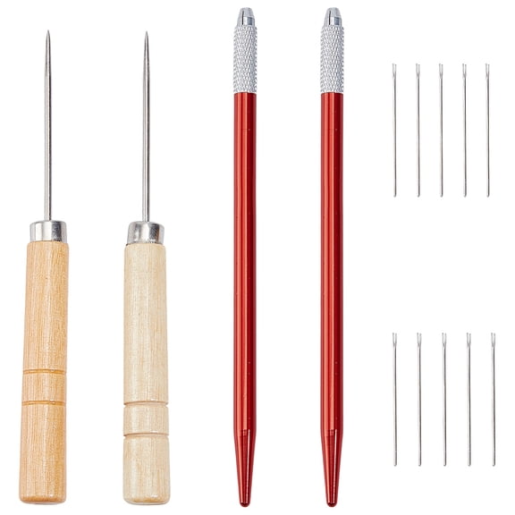 14Pcs Hair Rooting Holders Kit 0.7/0.9mm Hair Rerooting Knitting Needles Rooting Holders Reroot Rehair Tools with Wood Awls Crochet Hooks
