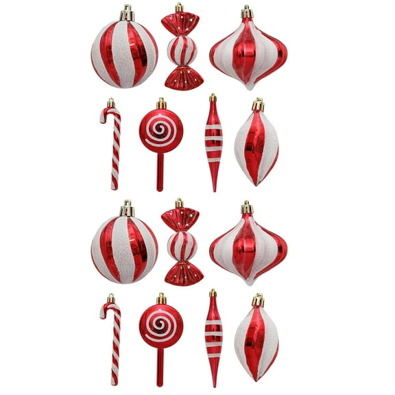 14Pcs Hanging Christmas Ornaments, Peppermint Candy Cane Balls Funny Christmas Decoration for Xmas Tree Festival Crafts Party Supplies Favors