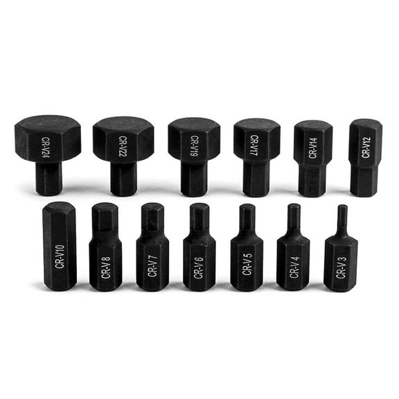 14Pcs Hexagon Bit Socket Set 3-24mm Allen Key Hex Wrench Head Tool For Ratchet 1/2 inch Drive Screw Driver