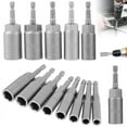 thumbnail image 1 of 14Pcs Hexagonal Sockets Set, 6-19mm Deep Socket Adapter Kit Hex Shank Nut Driver Bits Set Quick Change Setter, 1 of 8