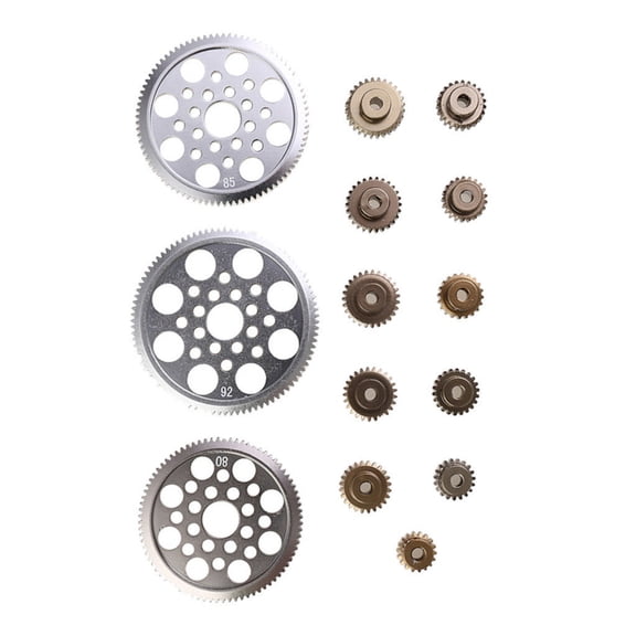 14Pcs High-Performance Metal Gears Set for 1/10 Flat Belt Cars Hardcoated Aluminum Alloy