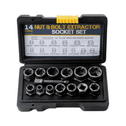 14Pcs Impact Bolt & Nut Remover Set, Stripped Lug Nut Remover with Hex Adapter Extraction Socket Set