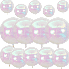 14Pcs Iridescent Round Foil Balloons, 22" 12" 10" 4D Clear Ball Balloon, Holographic Balloons for Birthday Wedding Folding Rainbow Under The Sea Mermaid Party decoration