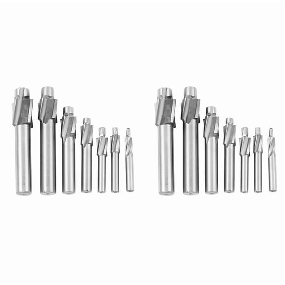 14Pcs M3- Counterbore Milling Cutter High Speed Steel Pilot Slotting Tool End Mill Slot Drill Bit Set