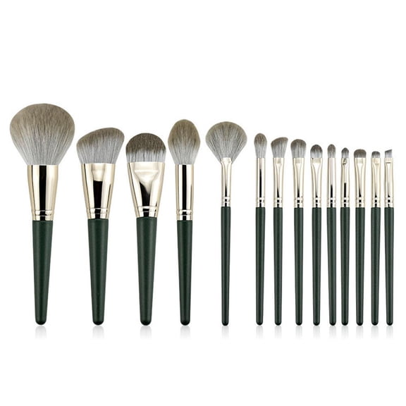 14Pcs Makeup Brush Set, Synthetic Nylon Bristle Cosmetic Brushes for Foundation Eyeshadow Blush, Alloy Wood Handle Makeup Kit