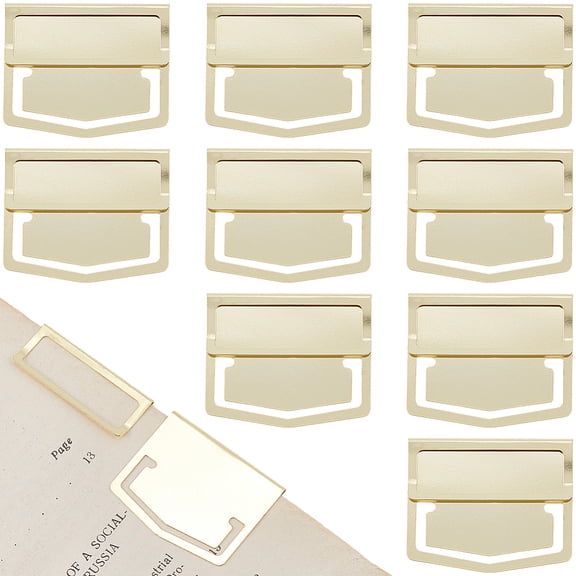 14Pcs Metal Bookmark Page Clip Index Clips 1.1 x 1.4 Inch Golden Stainless Steel Retro Book Page Line Markers Label Planner Clamps Accessories