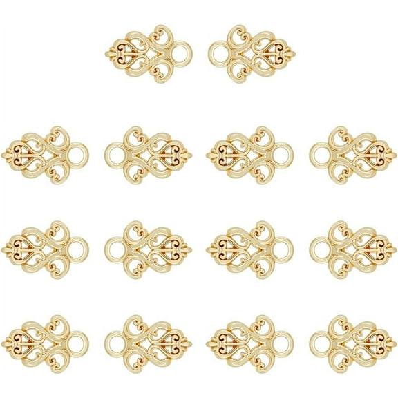 14Pcs Metal Corset Eyelets Alloy Light Gold Cloak Clasp Fasteners Cape Cloak Clasp Sew On Dirndl Eyelets Sew On Hooks and Eyes Cardigan Clip for Dress Garment Accessories 24x16x2mm Gold