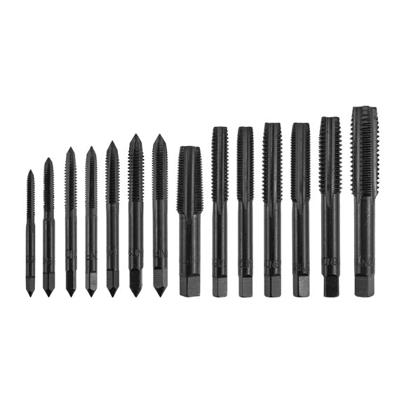 14Pcs Metric Right Hand Machine Straight Fluted Screw Thread Tap Set Metric Plug Tap Drill Bits Set Hand Tool