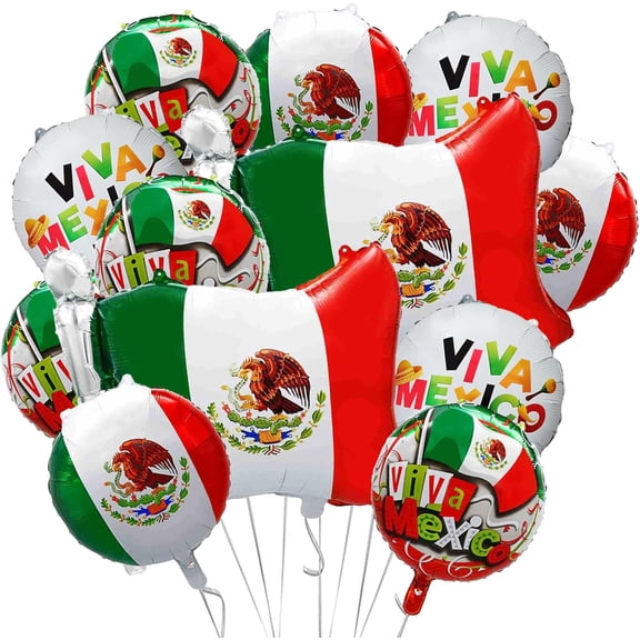 14Pcs Mexican Independence Day Party Balloons Mexico Flag Foil Balloons Viva Mexico Mylar Balloons for Mexican Dia De La Independencia Fiesta Themed Birthday Party Supplies