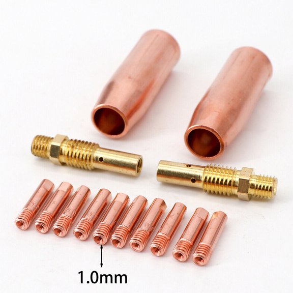14Pcs Mig Welding For 100L Contact Tip Gas Diffuer Nozzle For M3 0.6Mm-1.2Mm 1.0Mm