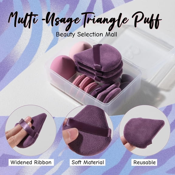 14Pcs Non-Latex Triangle Beauty Sponge Kit with Storage Case, Soft Wet Dry Makeup Puffs for Foundation Concealer Cream Powder, Face Eye Blenders for Sensitive Skin
