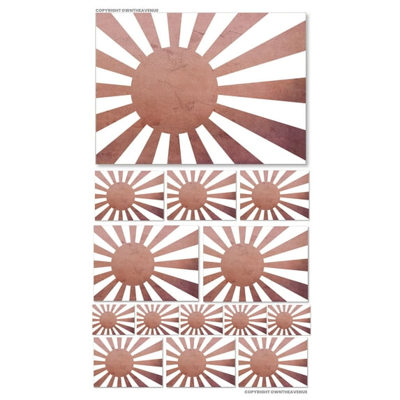 14Pcs Pack Lot Vintage Style Japan Japanese Rising Sun Flag Assorted Sticker Decals