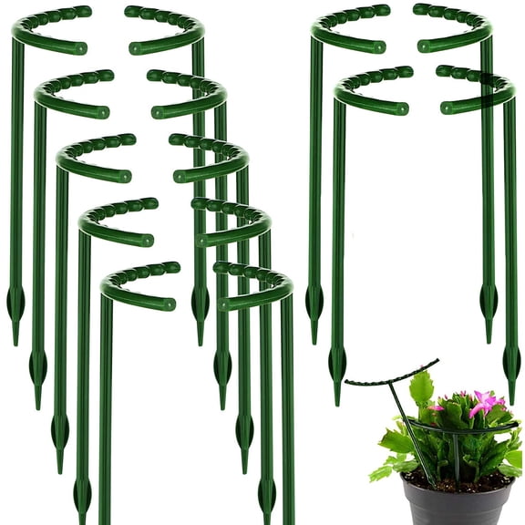 14Pcs Plant Support Stake Half Round Plant Support Ring Garden Flower Support for Tomato, Hydrangea, Indoor Plants, 6.3" Wide X 10.3" High