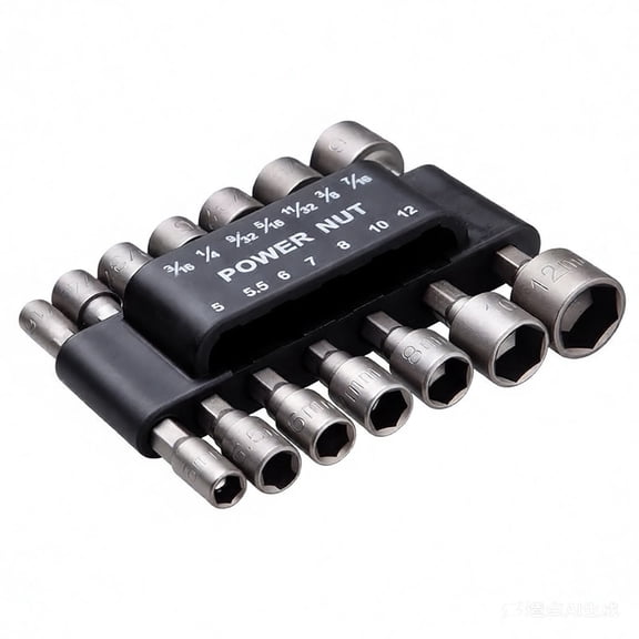 14Pcs Quick-Change Power Nut Driver Bit Set,Socket Bit Adapter,Power Nut Driver Drill Bit Tools,Heavy-Duty Stainless Quick-Change Adapters,Metric Socket Wrench Screw 1/4'' Driver Hex Keys,Black