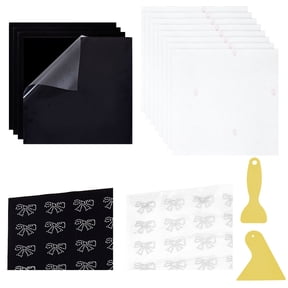 14Pcs Rhinestone Flock Sticky Template Material 8Pcs 12"x12" Rhinestone Heat Transfer Papers 4Pcs Flocking Heat Transfer Film and 2Pcs Plastic