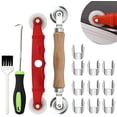 thumbnail image 1 of 14Pcs Screen Repair Kit, Screen Repair Spline Tool 2Pcs Screen Rolling Tool with Bearing Spline Tools/Screen Spline Removal Hook/Groove Cleaning Brush/ 10Pcs Screen Installer Clips, 1 of 7