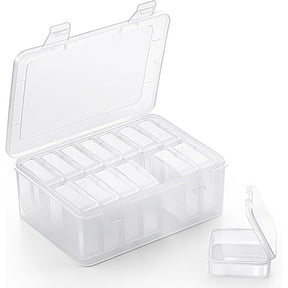 14Pcs Small Clear Plastic Beads Storage Container and Organizer Transparent Boxes with Hinged Lid for Storage of Small Items, Jewelry, Diamonds, DIY Art Craft Accessory