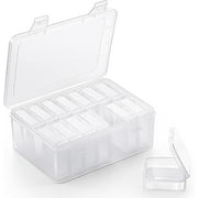 14Pcs Small Clear Plastic Beads Storage Container and Organizer Transparent Boxes with Hinged Lid for Storage of Small Items, Jewelry, Diamonds, DIY Art Craft Accessory