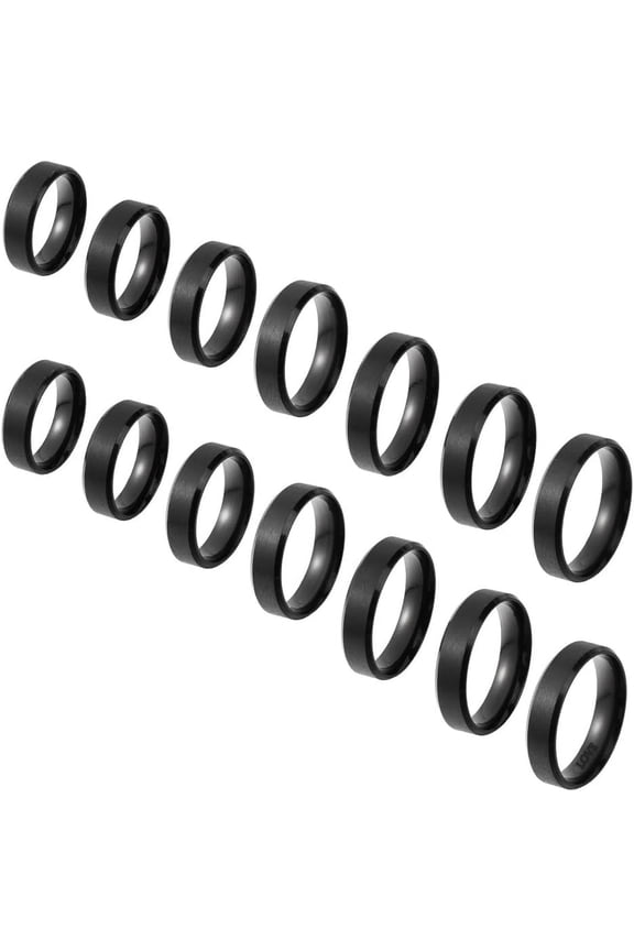 14Pcs Stainless Steel Plain Matte Band Ring 7 Sizes Laser Inscription Blank Finger Ring Metal Hypoallergenic Wedding Classical Ring for DIY Jewerly Making