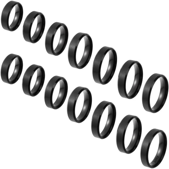14Pcs Stainless Steel Plain Matte Band Ring 7 Sizes Laser Inscription Blank Finger Ring Metal Hypoallergenic Wedding Classical Ring for Jewerly Making Black
