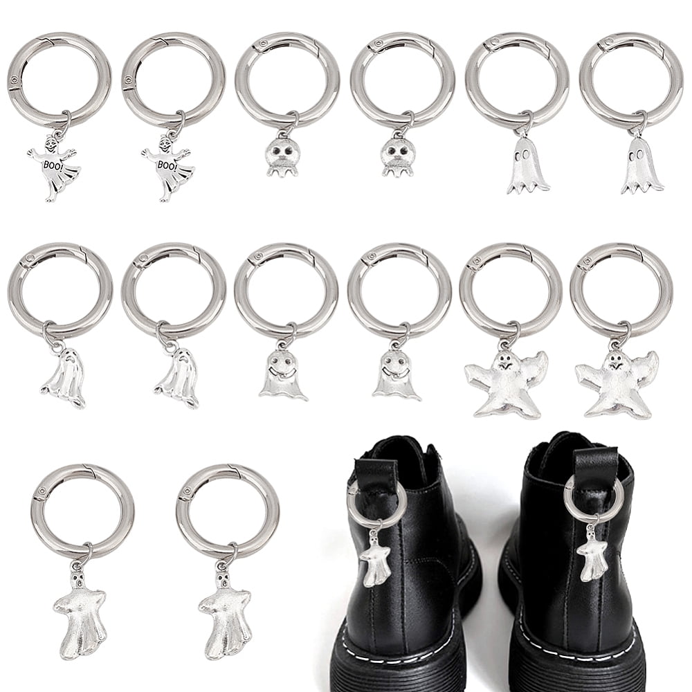 14Pcs Theme Alloy Shoes Charms with Alloy Spring Gate Rings Platinum 43 ...