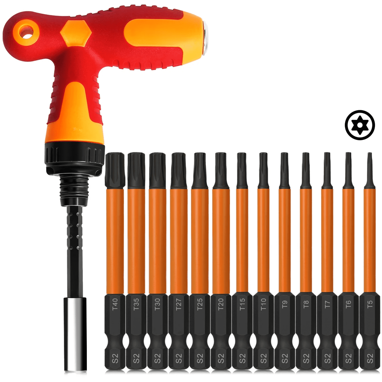 Torx Kit 14Pcs Torx Bit Set, Tamper Proof Torx Bits with T Ratchet Screwdriver ...