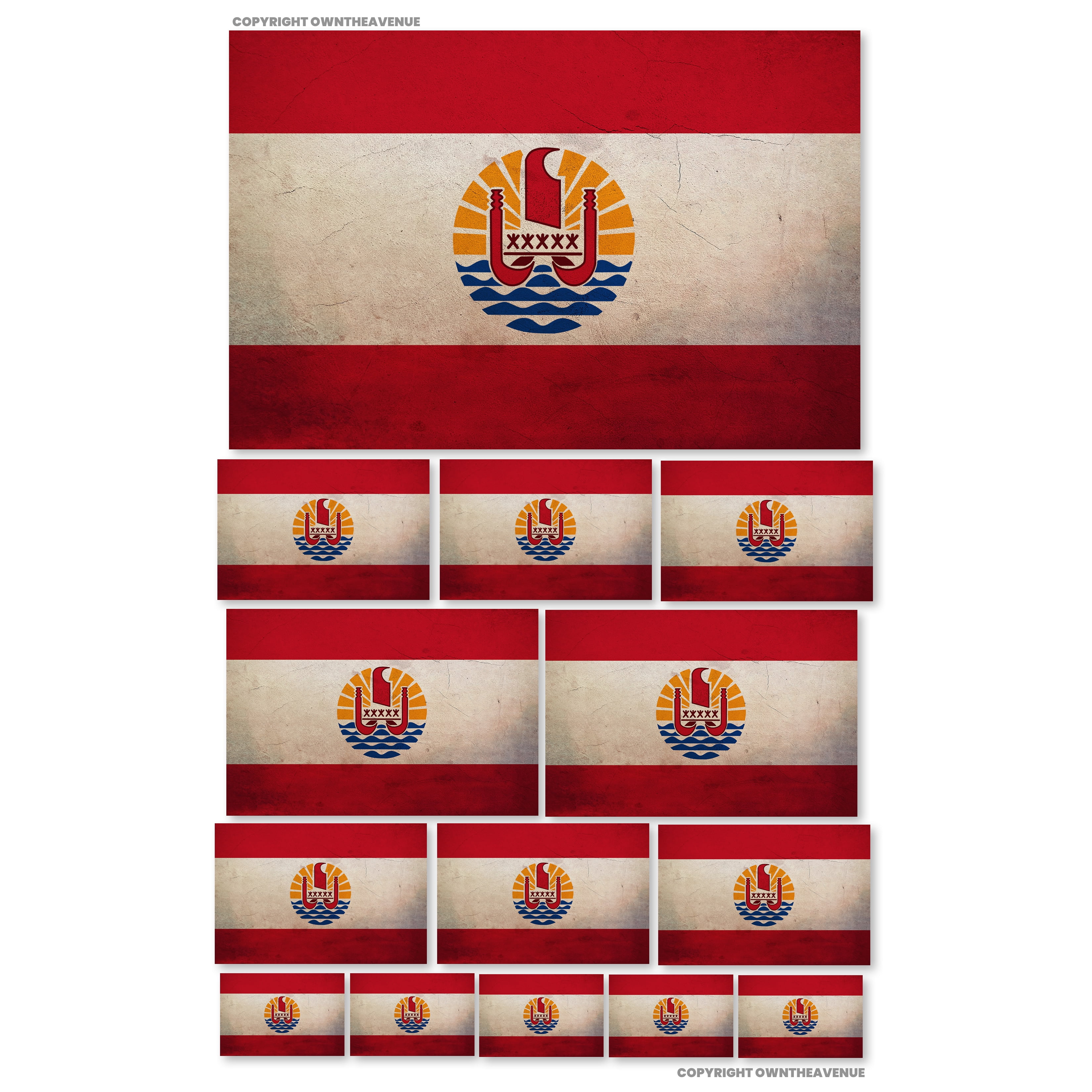 14Pcs Vintage Style French Polynesia Flags Tahiti Teahupoo Assorted ...