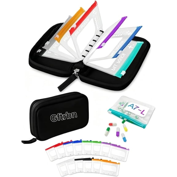 14Pcs Waterproof Pill Pouch Set, A8 Size, Crush-Resistant Shell, Reusable