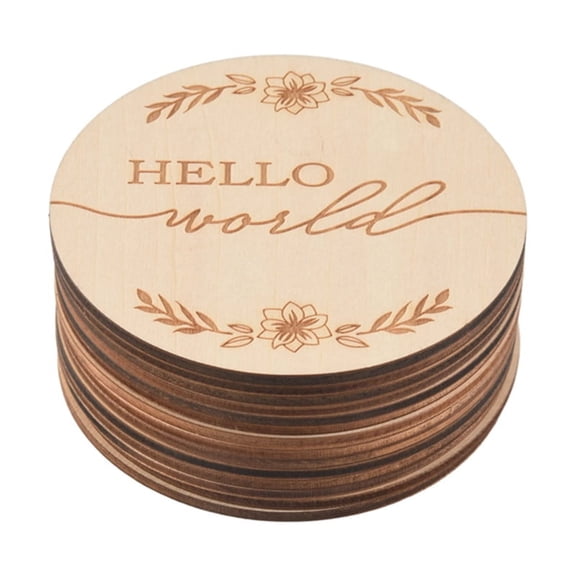 14Pcs Wooden Baby Monthly , Baby Milestone Discs for Photo Props Baby Shower Gifts,14 * wooden photography props,log color