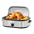 thumbnail image 1 of 14QT Roaster Oven, Electric Turkey Roaster Pan with Self-Basting Lid & Rack, 150-450°F Adjustable Temp, Defrost/Warm, Fits up to 18lb Turkey, Holiday Dinner Roaster, 1 of 9