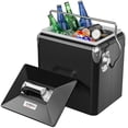 thumbnail image 1 of 14QT Small Insulated Portable Cooler, Retro Vintage Hard Metal Cooler for BBQ, Camping, Fishing, Picnic, Outdoor Activities, 1 of 7