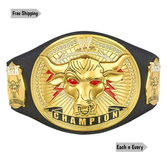 14Stars Adult Cowhide Leather Wrestling Championship Belt, Black