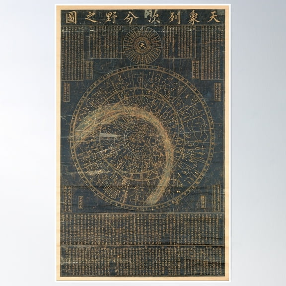 14Th Century Korean Star Map Poster Wall Art, Modern Wall Decor, 12x18 UNFRAMED