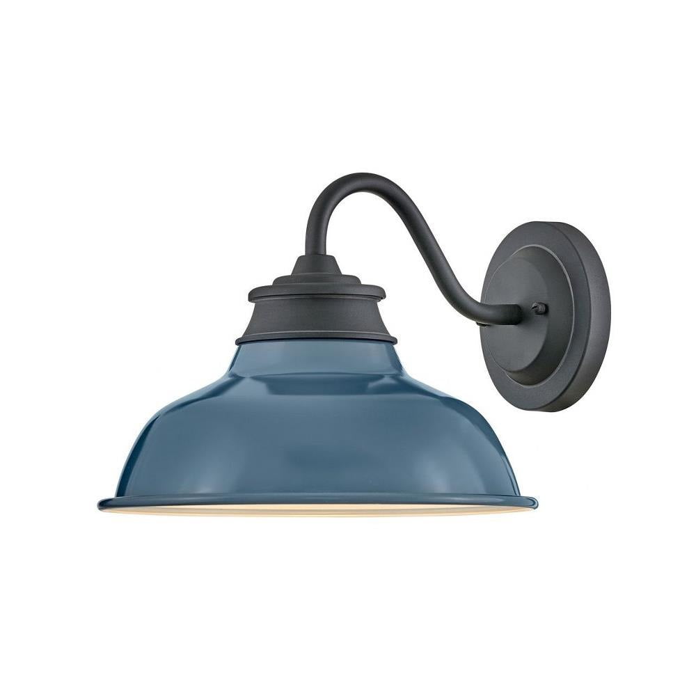 14W 1 Led Outdoor Small Gooseneck Barn Light Wall Mount in Industrial Style-9.5 inches Tall and 12 inches Wide-Museum Black/Denim Blue Finish Bailey